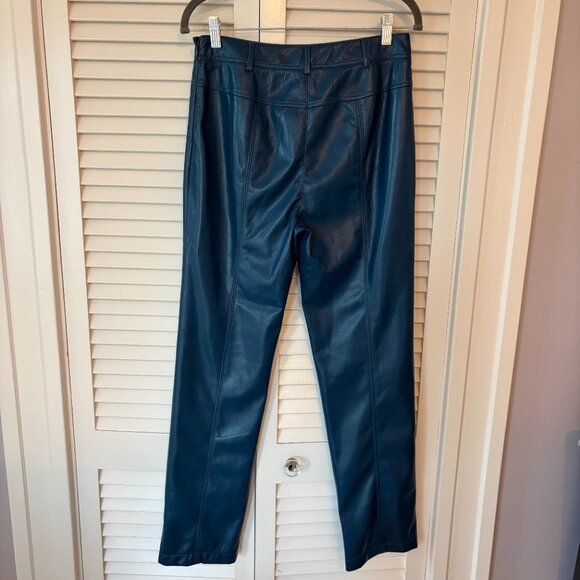 NWT Diane von Furstenberg Chanda pants 6 faux leather Ocean Blue - Picture 9 of 12